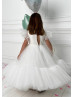 Feifei Sleeves Lace Tulle Slit Back Flower Girl Dress